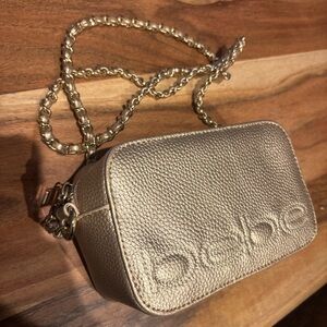 Bebe Metallic Gold Mini Crossbody Bag